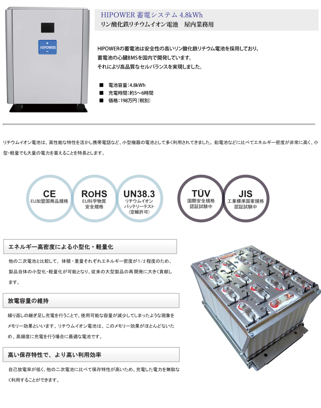 WINPRO蓄電システム4.8kWh